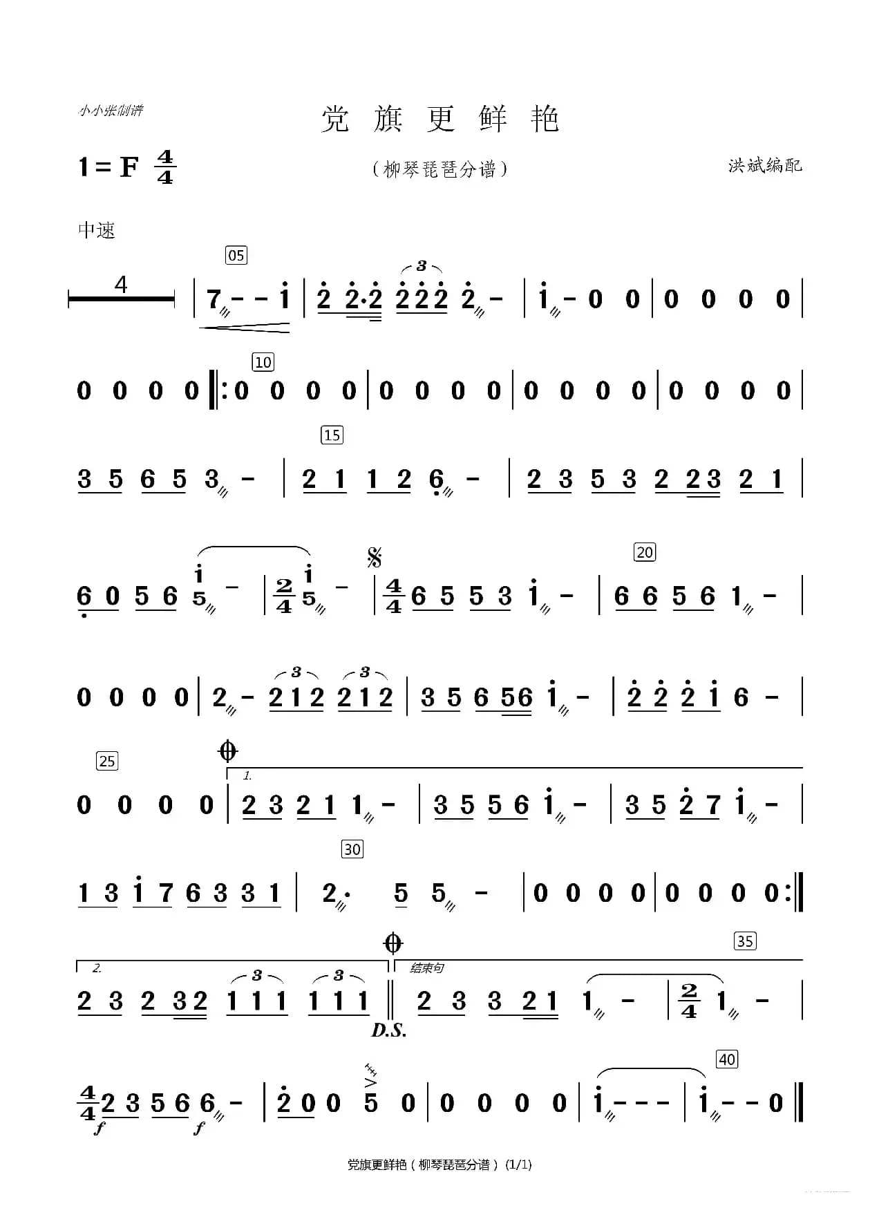 党旗更鲜艳（洪斌配器分谱）（小小张制谱）