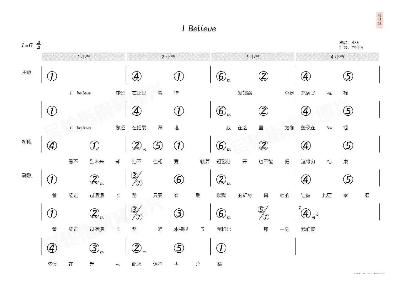 I believe（简和谱）