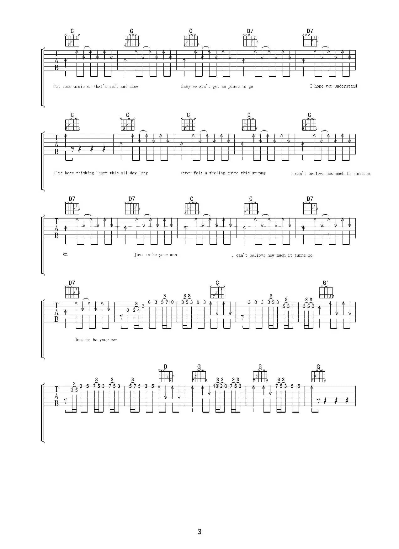 Your Man（吉他六线谱）