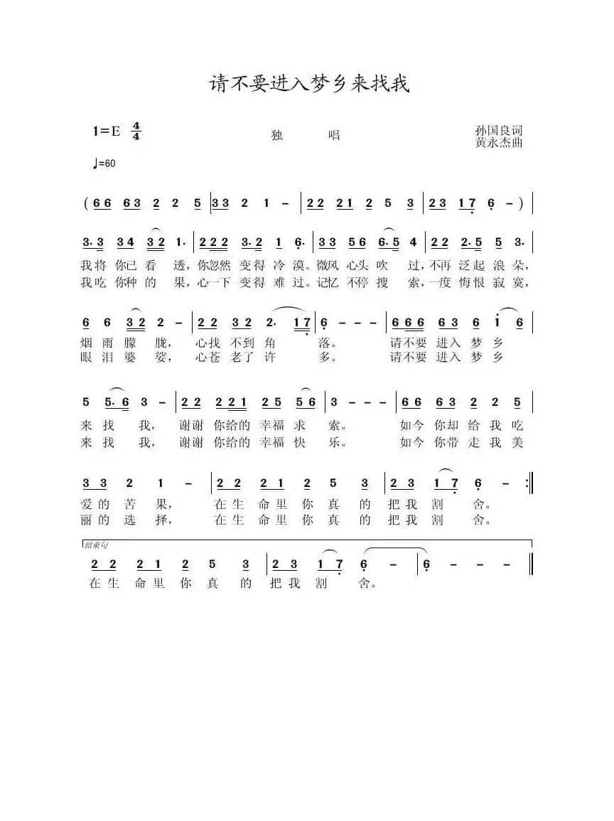 请不要进入梦乡来找我