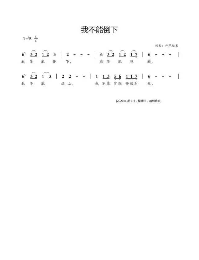 我不能倒下（开花结果作词）