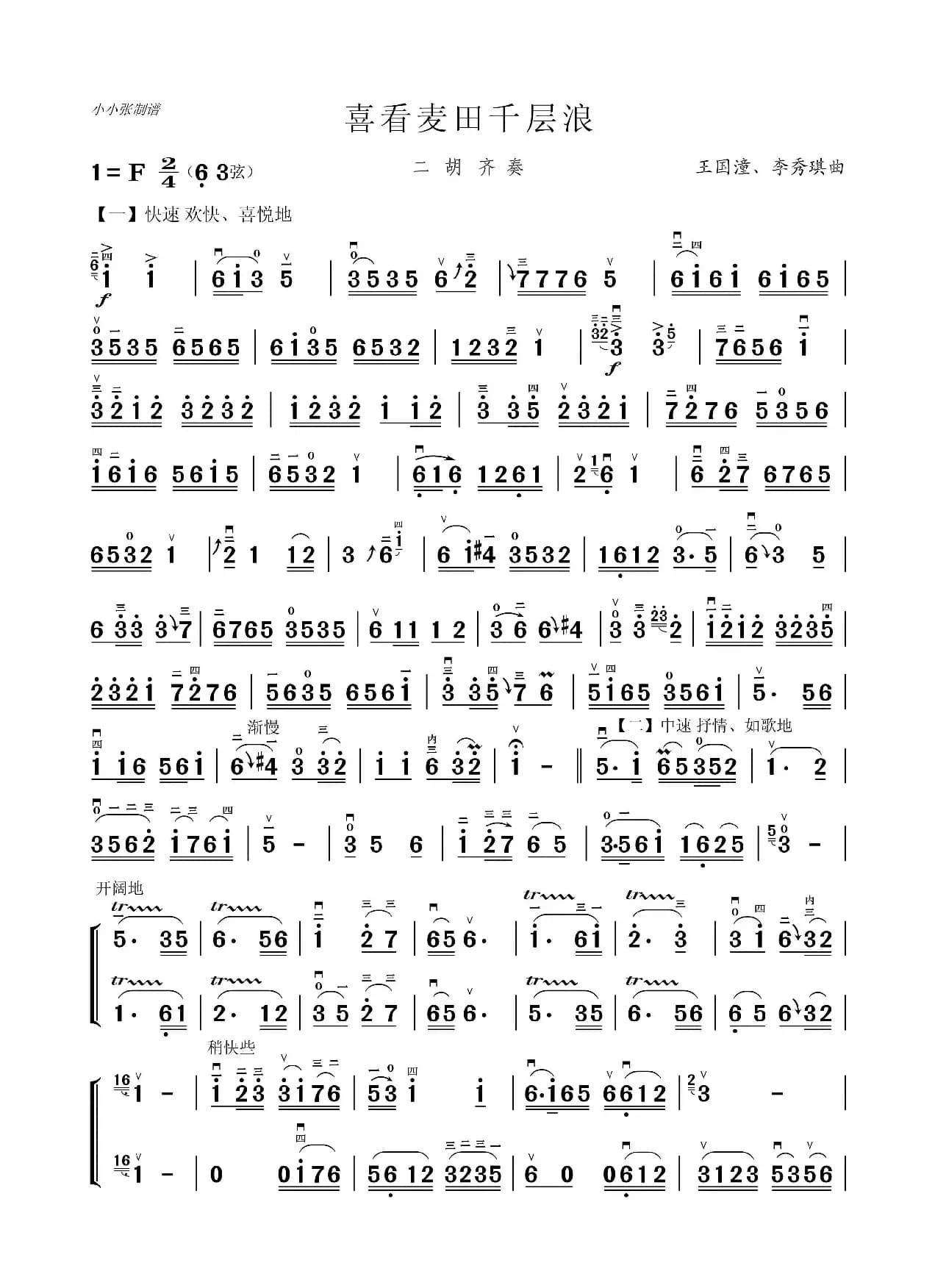 喜看麦田千层浪（二胡齐奏）