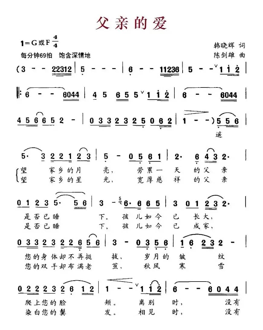 父亲的爱(韩晓辉词 陈剑雄曲)