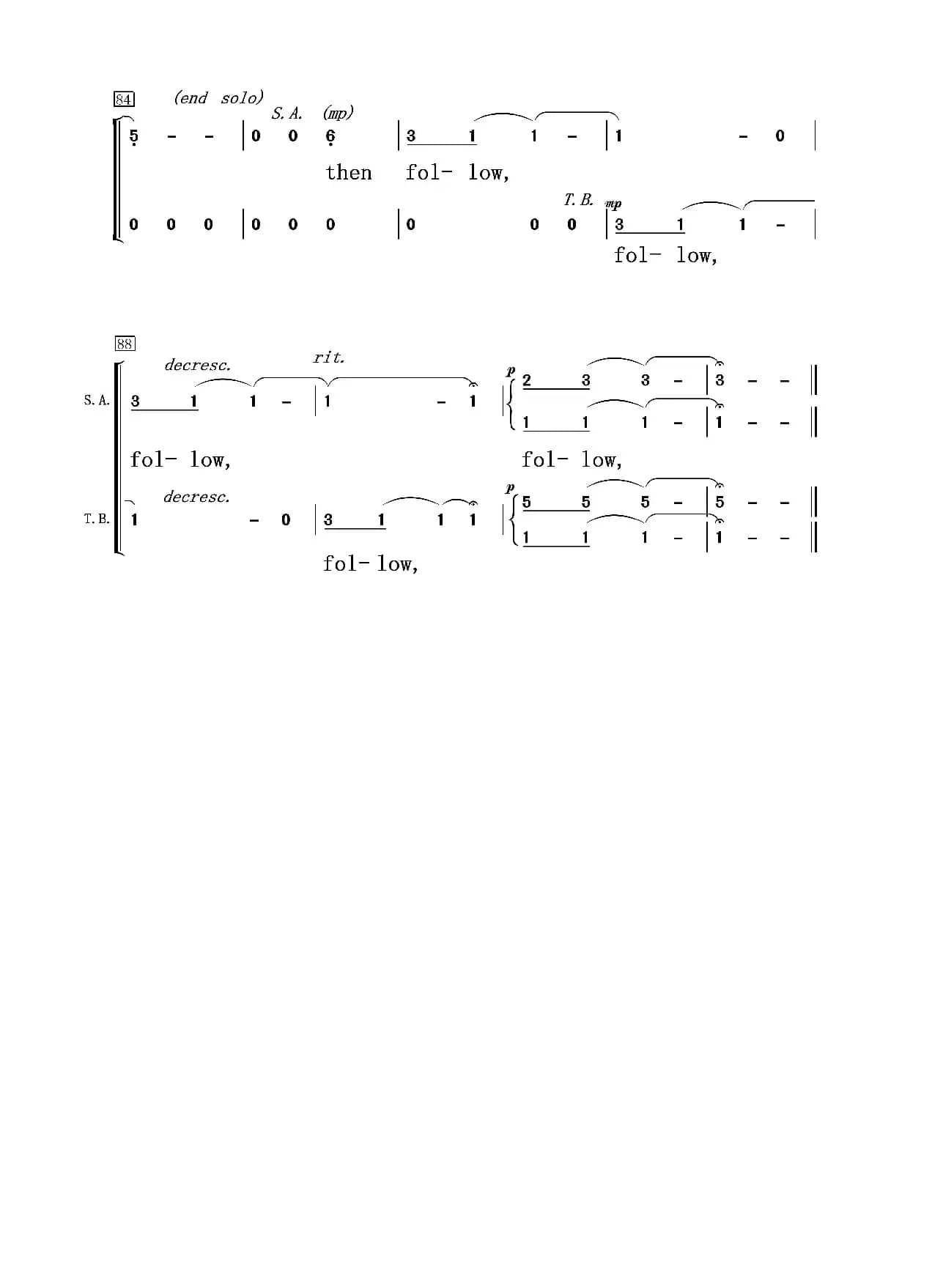 try to remember (混声合唱简谱）