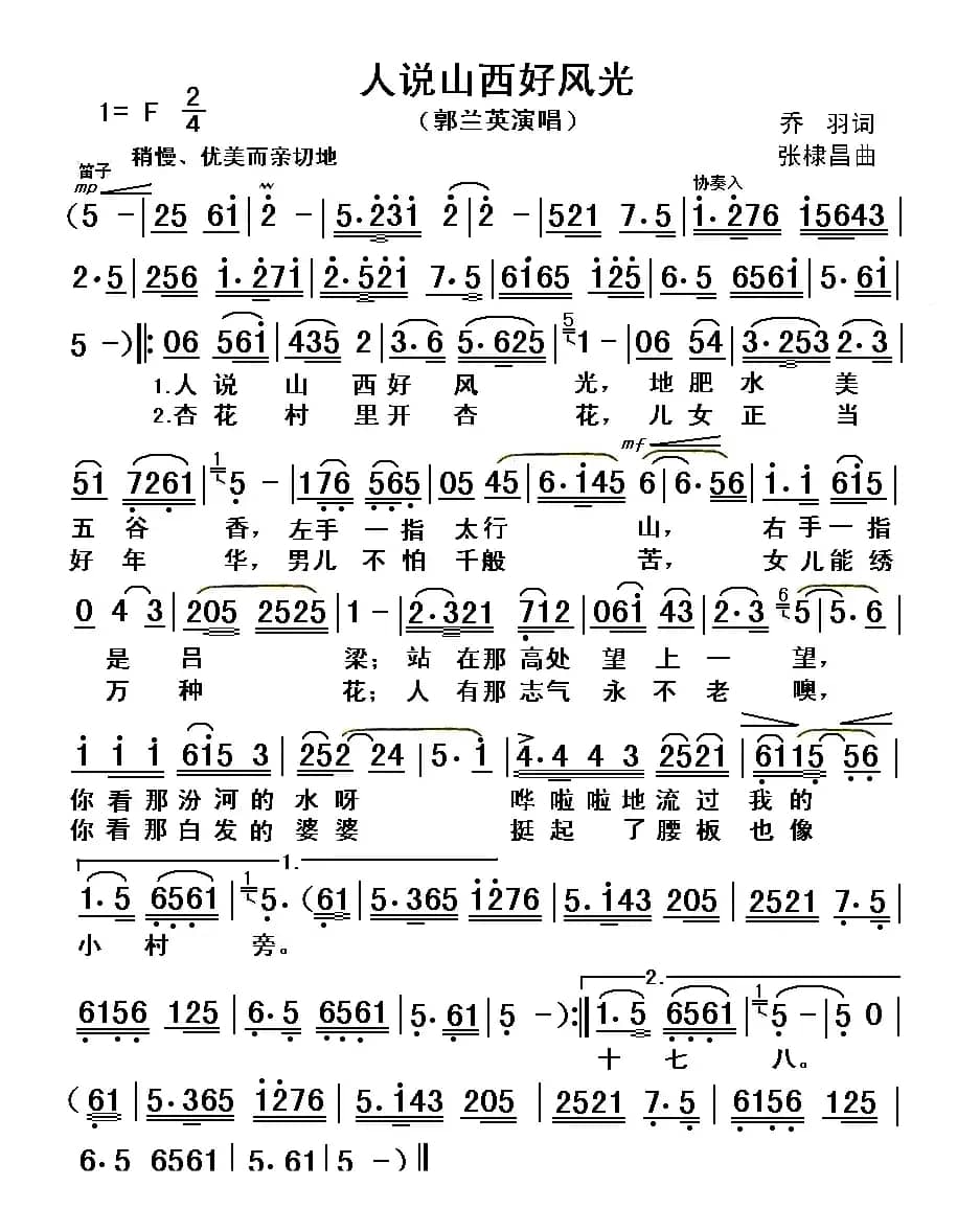 人说山西好风光（《我们村里的年青人》电影插曲）