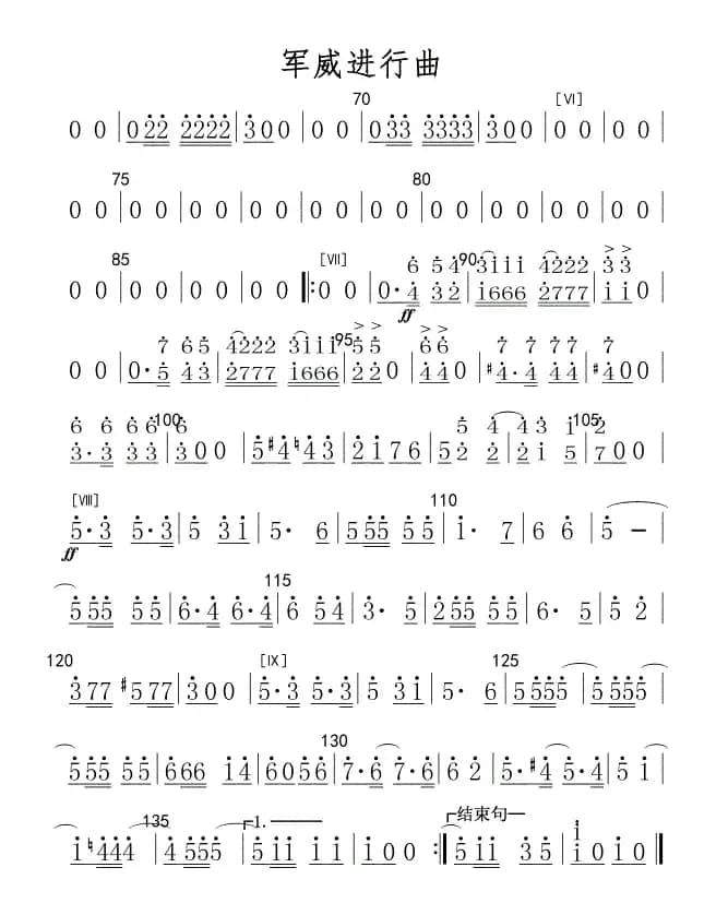 军威进行曲(小号分谱)军乐简谱