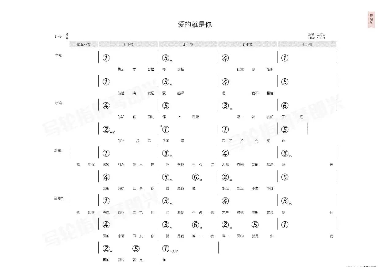 爱的就是你（简和谱）