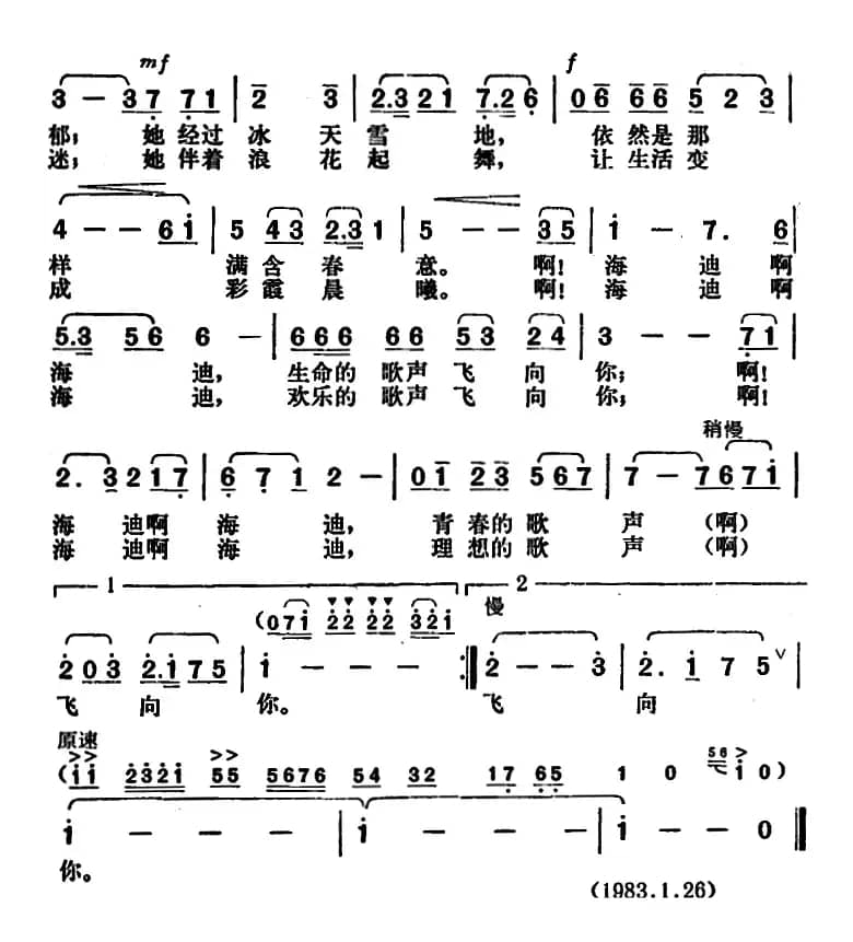 理想的歌声飞向你（献给张海迪的歌）