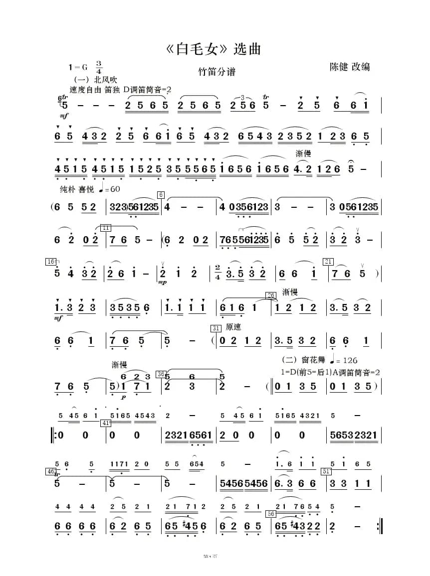 《白毛女》选曲（民乐合奏分谱）