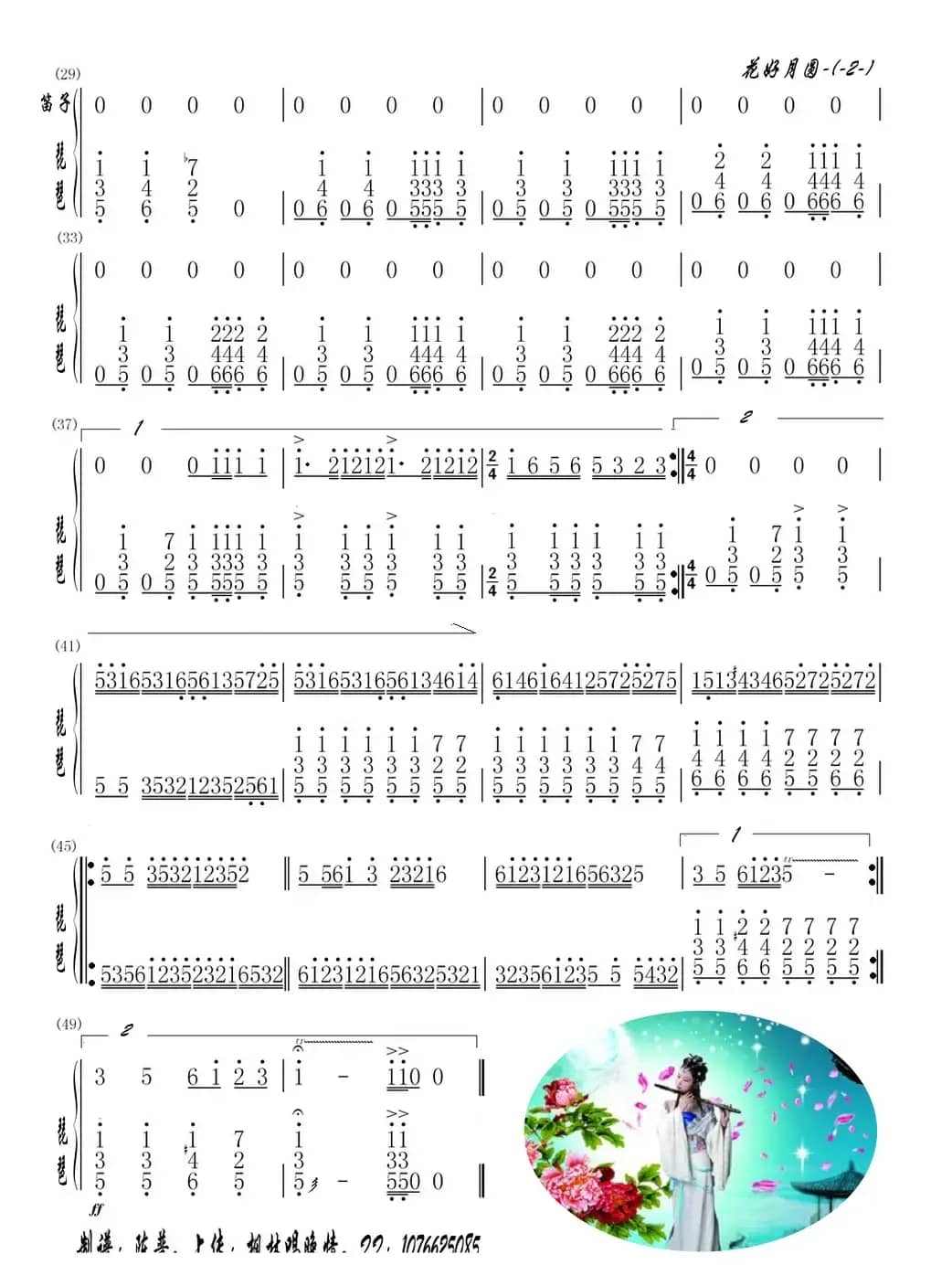 花好月圆（有笛子合奏的(琵琶合成分谱）
