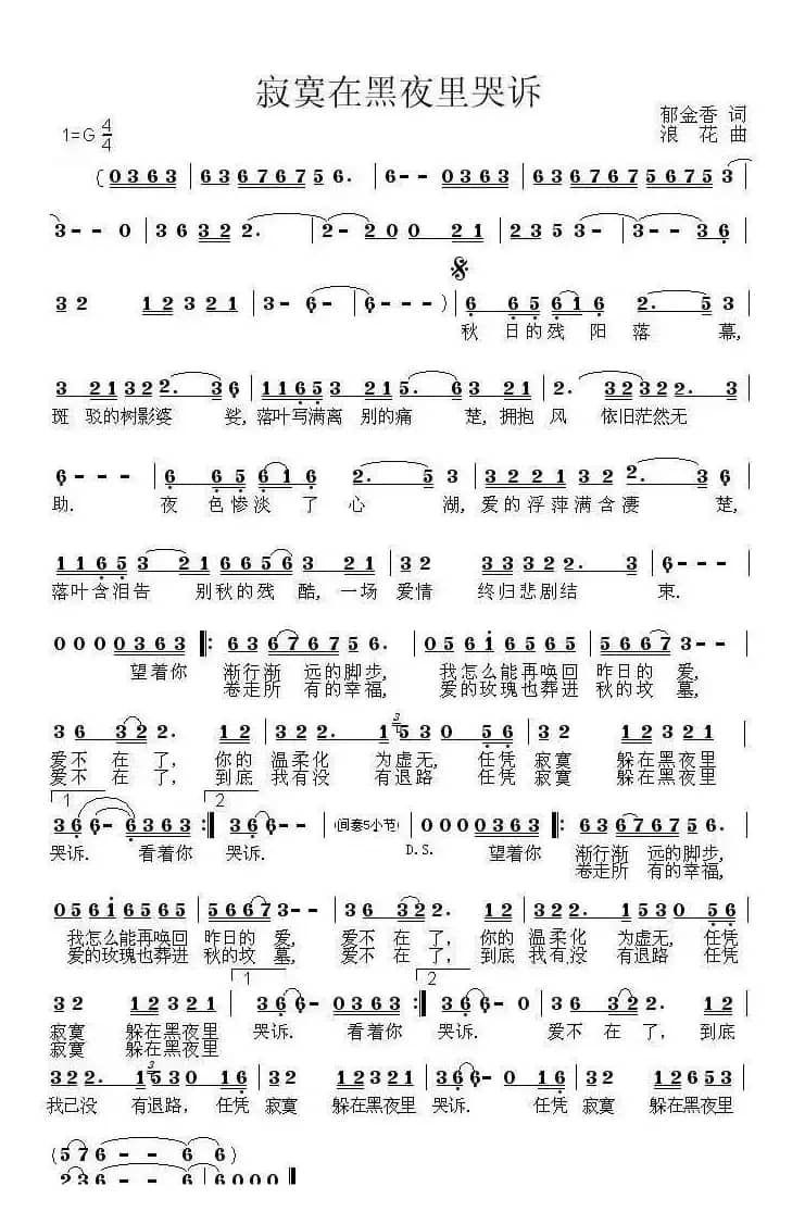 寂寞在黑夜里哭诉