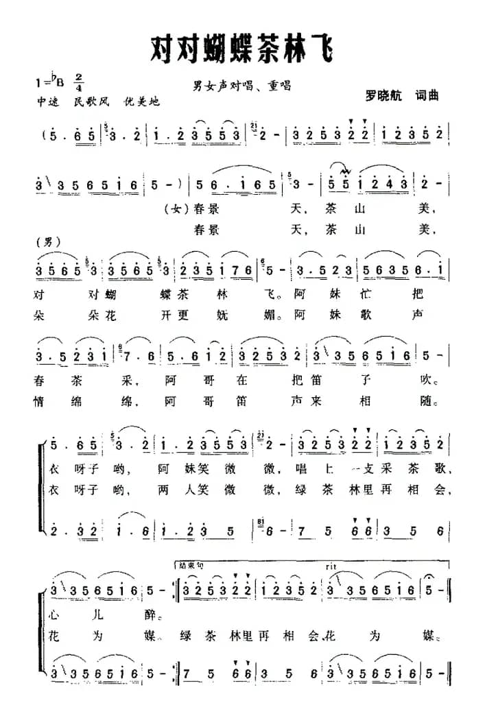 对对蝴蝶茶林飞（男女声对唱、重唱）