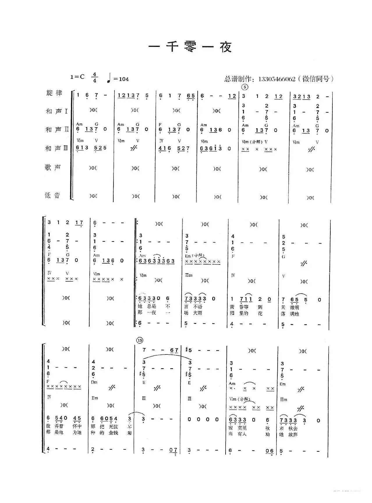 一千零一夜（乐队总谱）