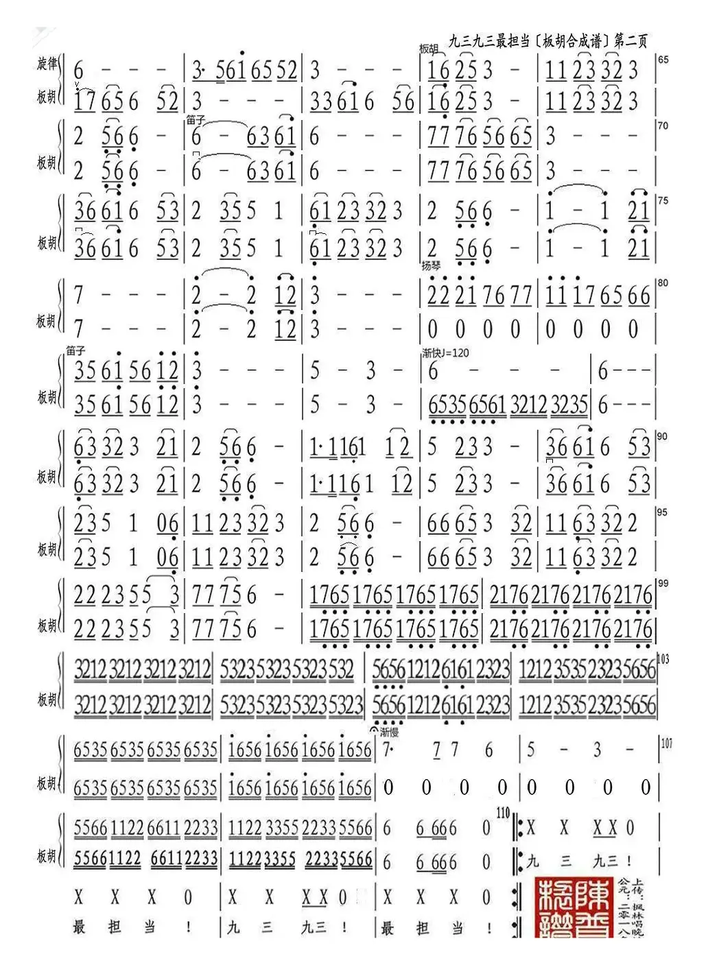 九三，九三最担当（板胡合成谱）