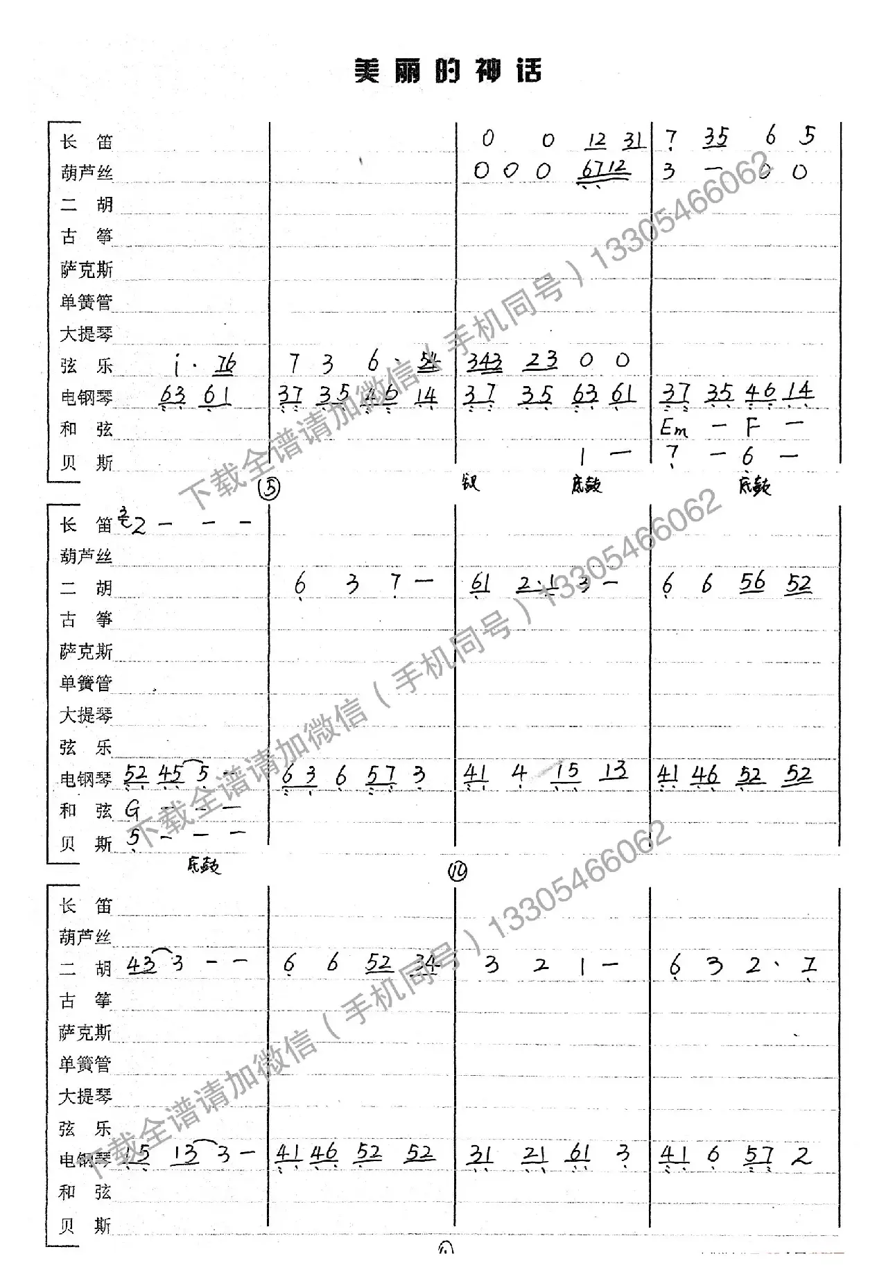 美丽的神话（乐队总谱）