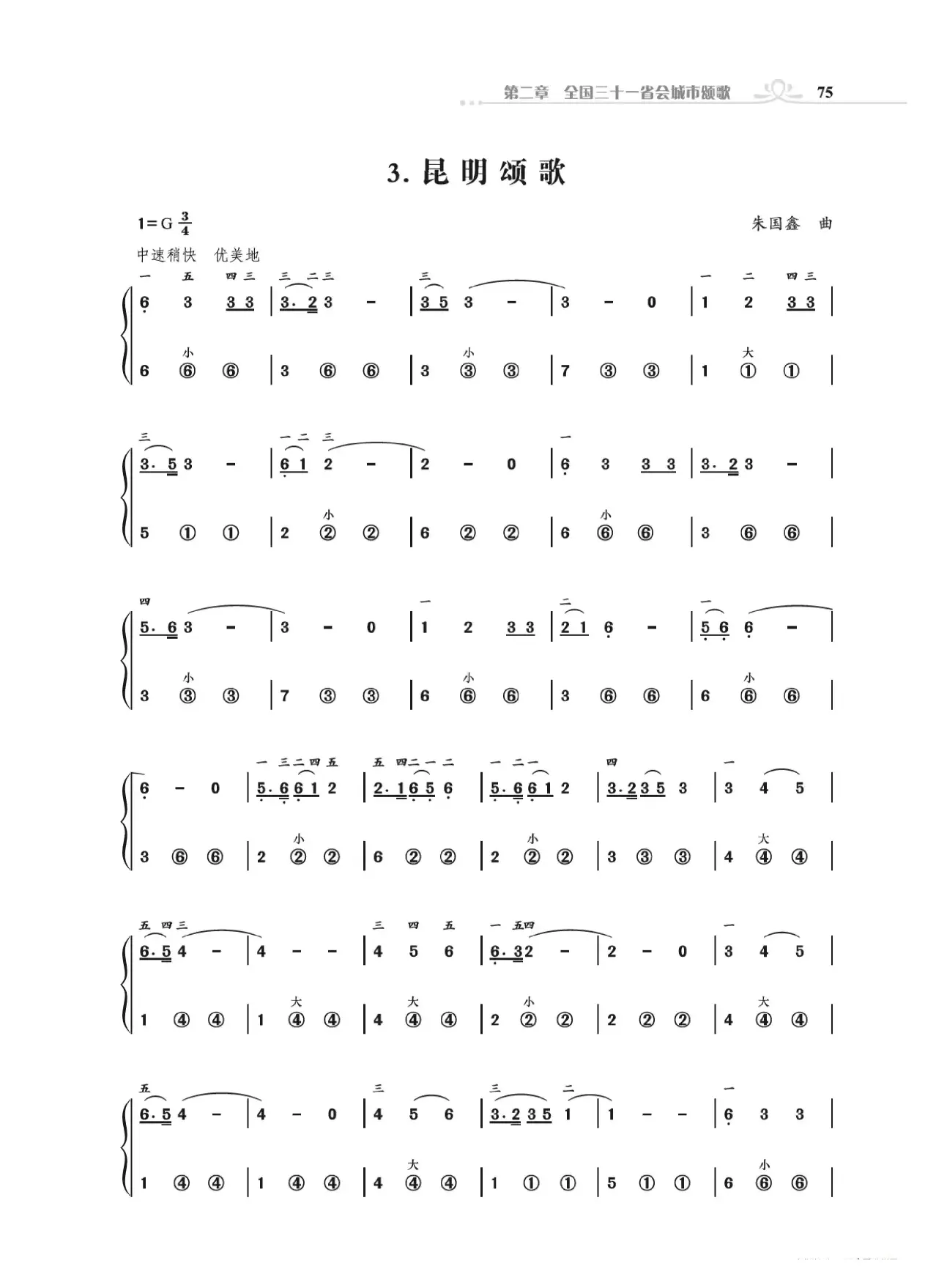 手风琴基础训练附录31首省城颂歌（朱国鑫编著）