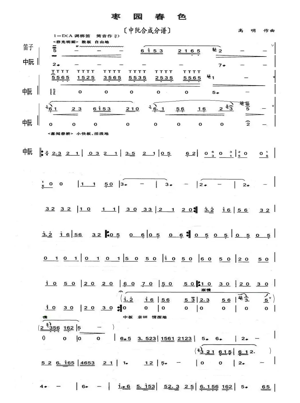 枣园春色（中阮合成分谱）