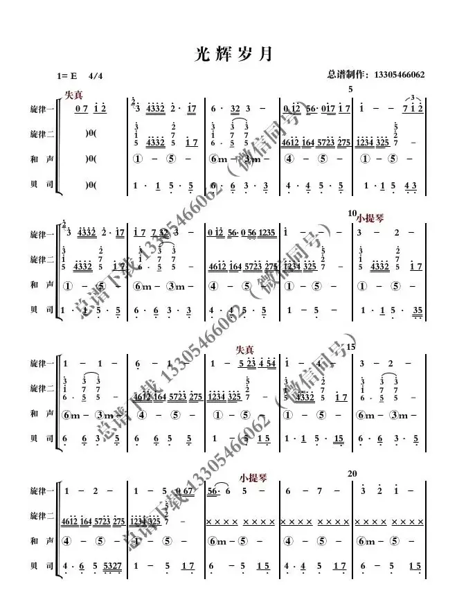 光辉岁月（乐队总谱）