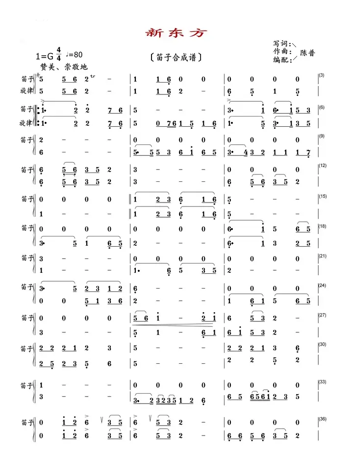 新东方（笛子合成谱）