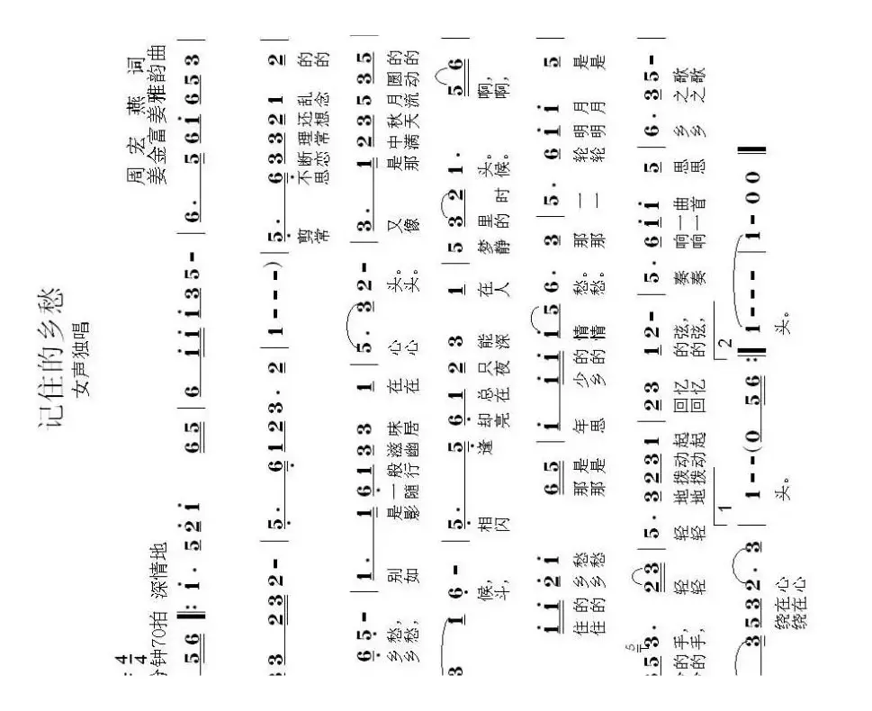 记住的乡愁（作词：周宏燕         作曲：姜金富 姜雅韵）