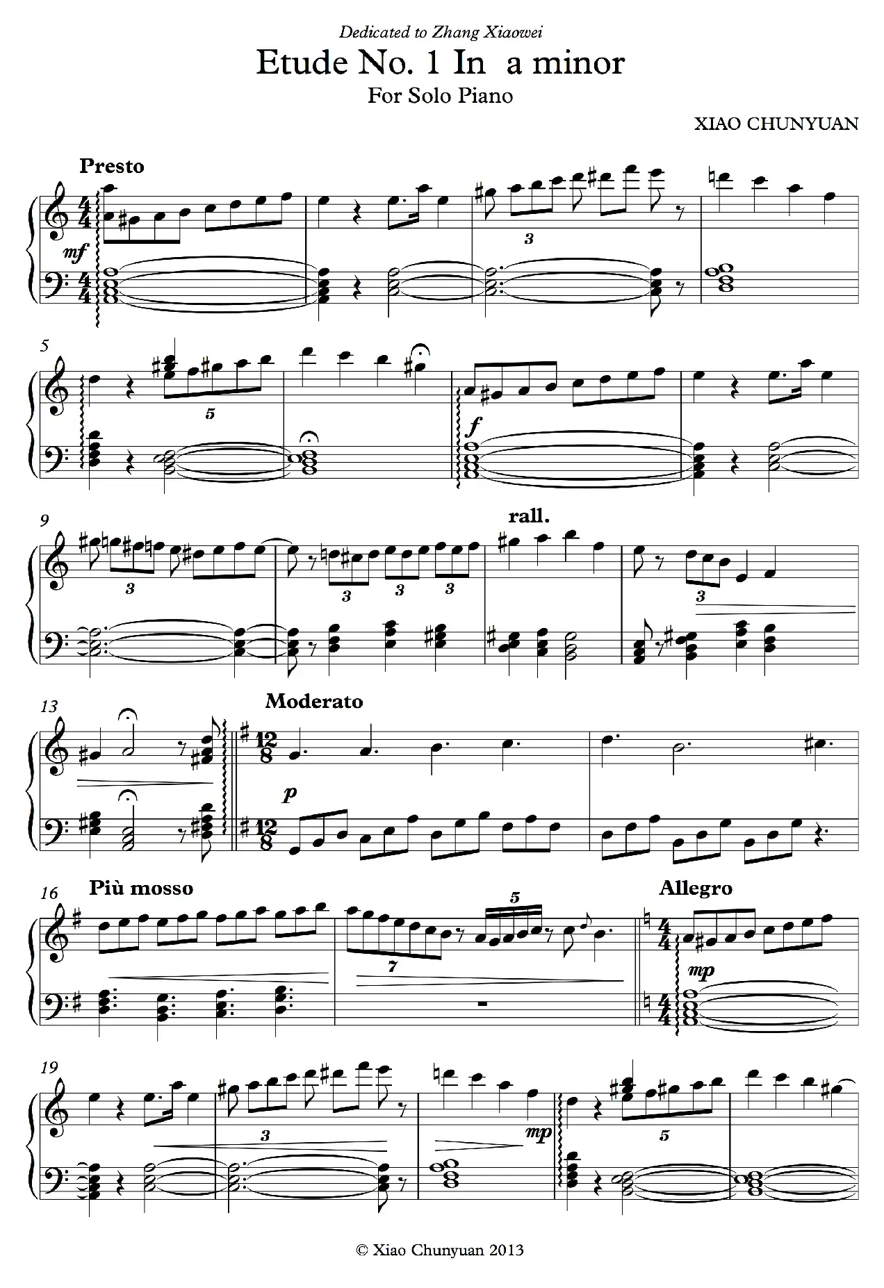 Etude No 1（钢琴练习曲）