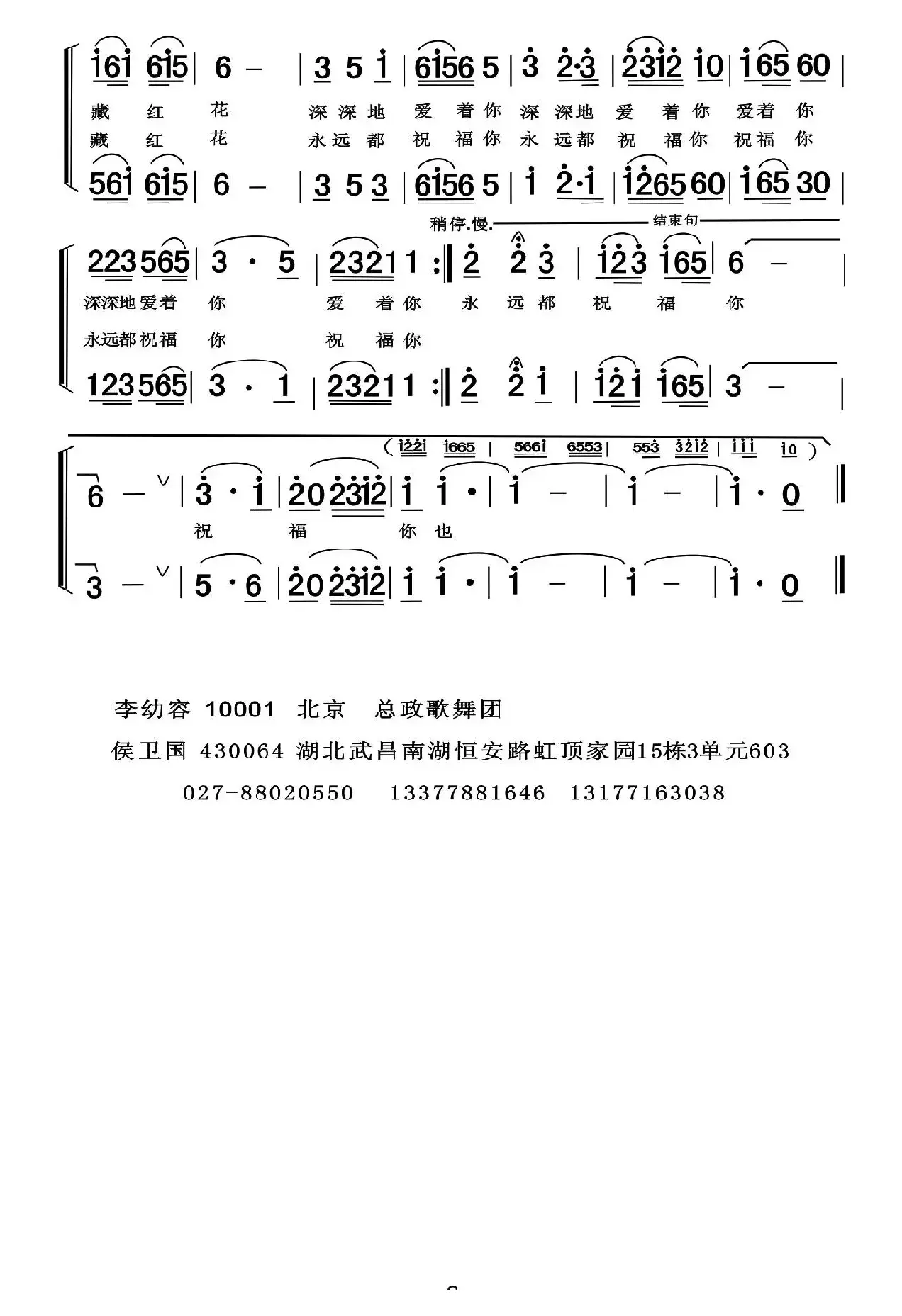 藏红花说我爱你（男女声二重唱）