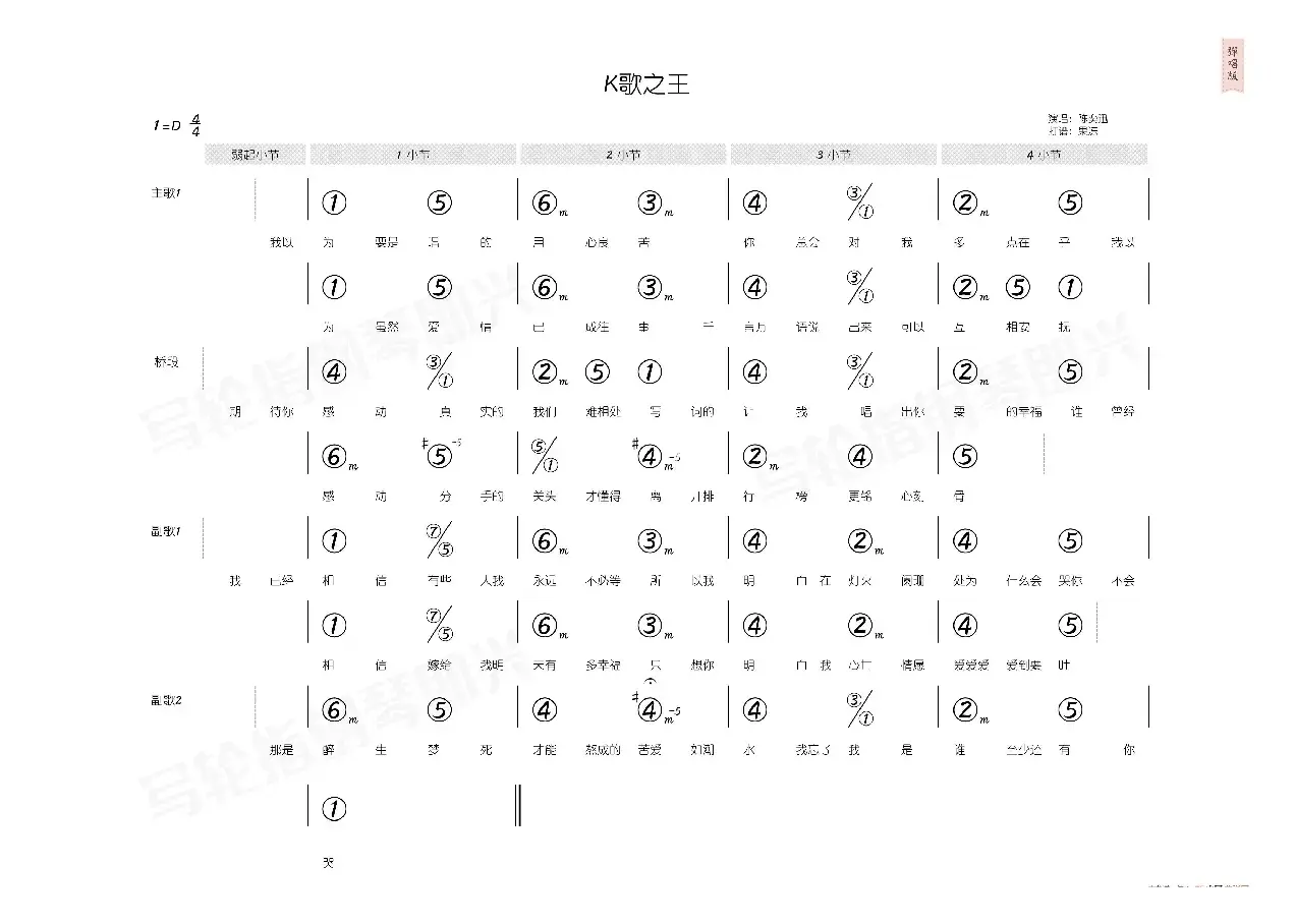 K歌之王（简和谱）