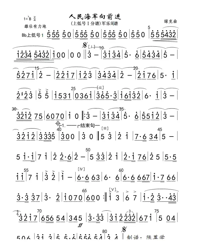 7人民海军向前进(上低号Ⅰ分谱)军乐