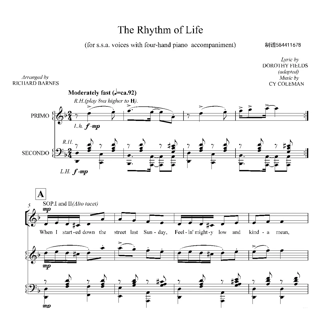 The rhythm of Life女声合唱谱（三声部）