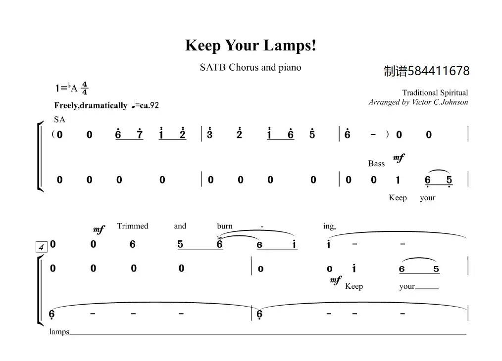 Keep Your Lamp合唱简谱