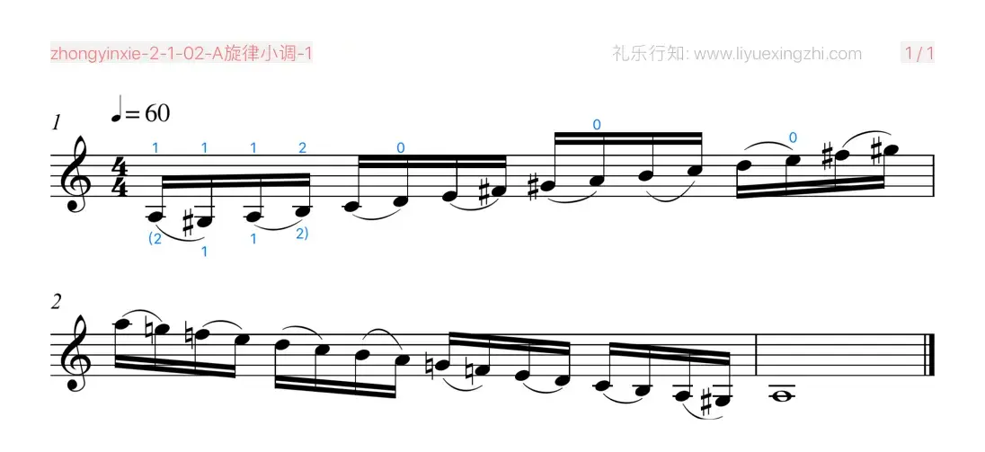 音阶-A旋律小调-1（小提琴）