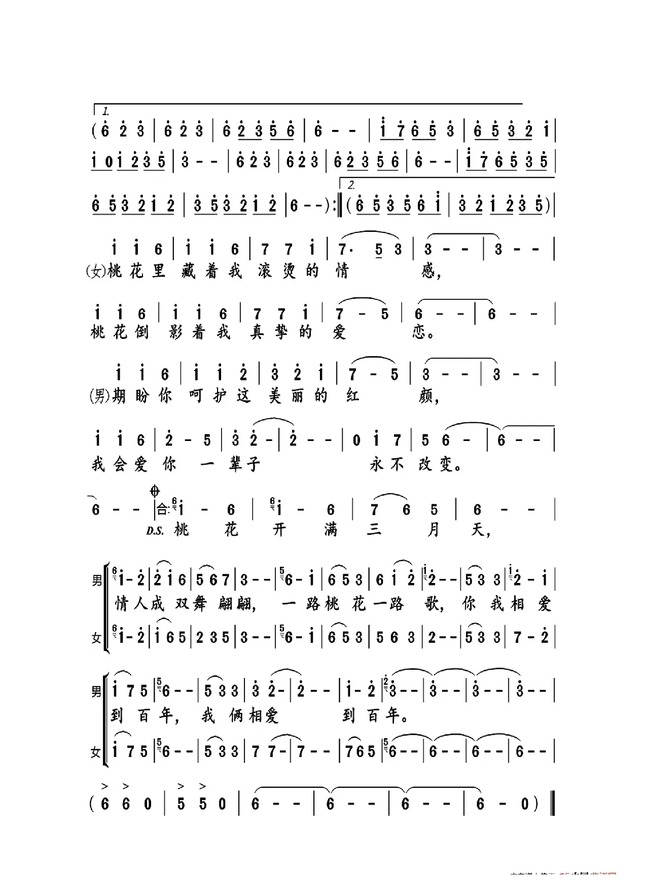 桃花开满三月天（大字老人适用）