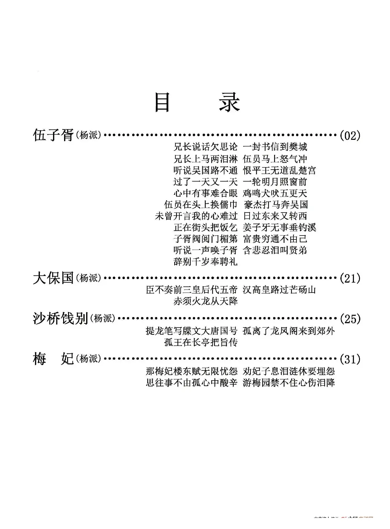 京剧剧目流派唱段目录(二)