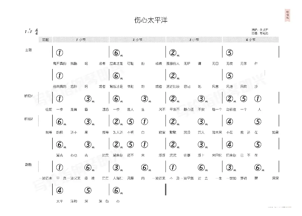 伤心太平洋（简和谱）