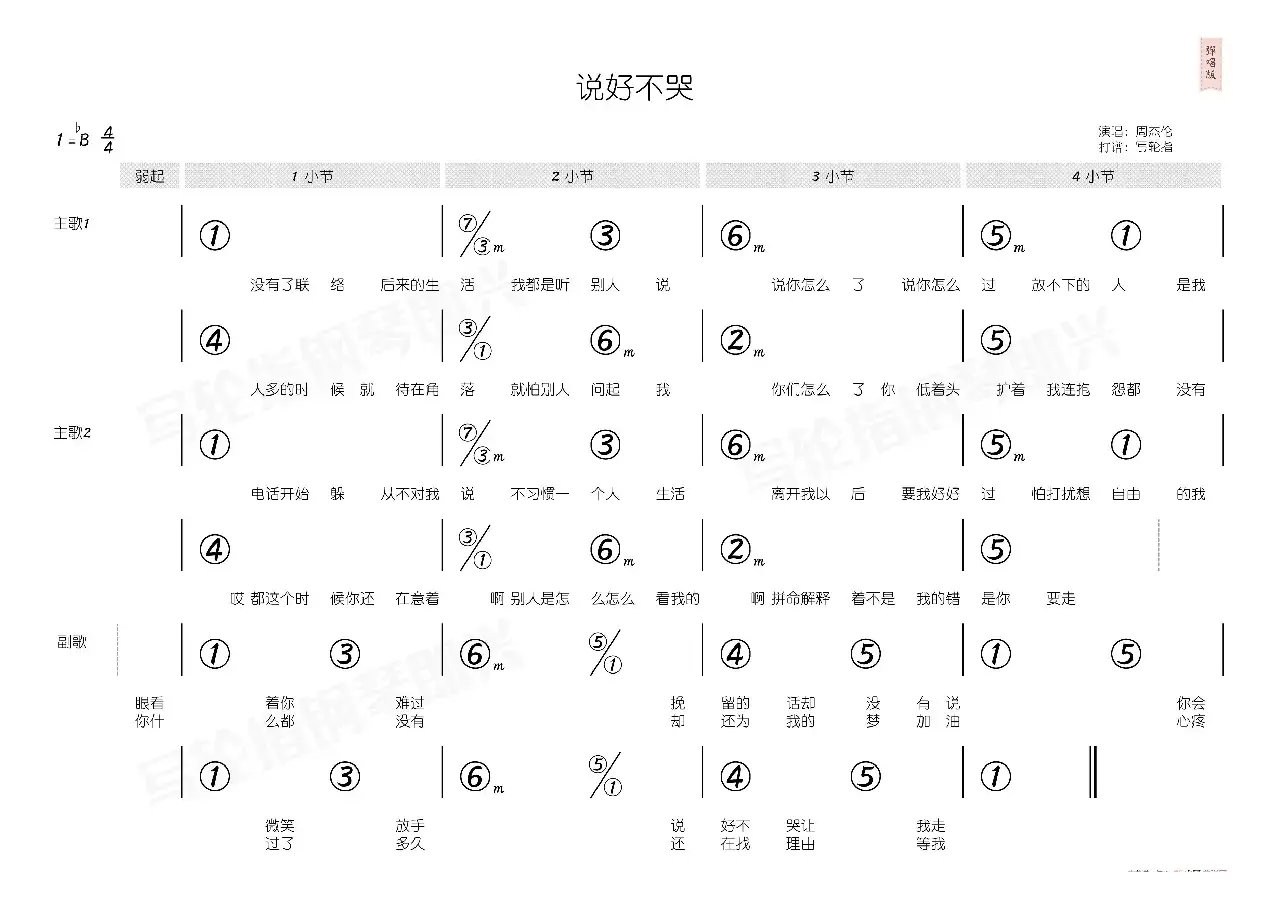 说好不哭（简和谱）