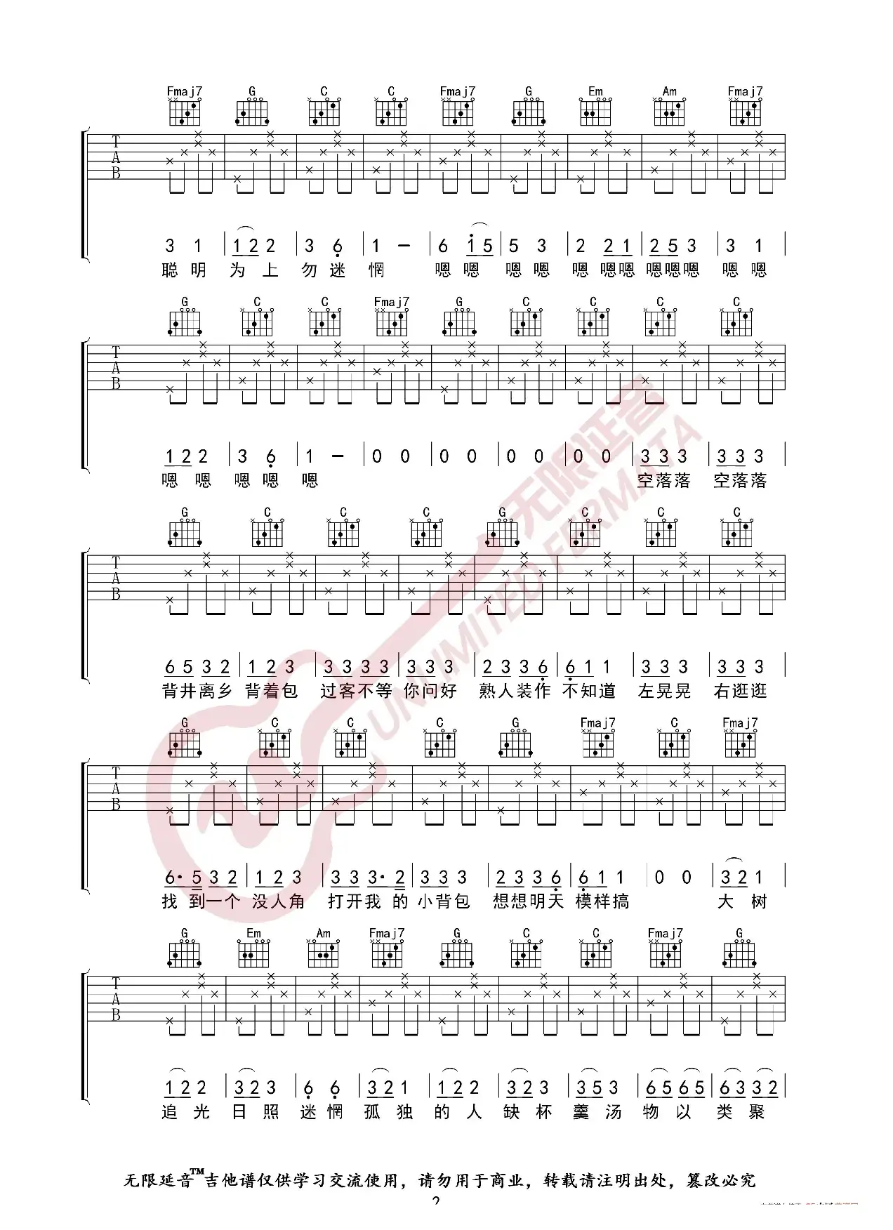 要不要买菜 卑微小调 吉他谱（无限延音编配）