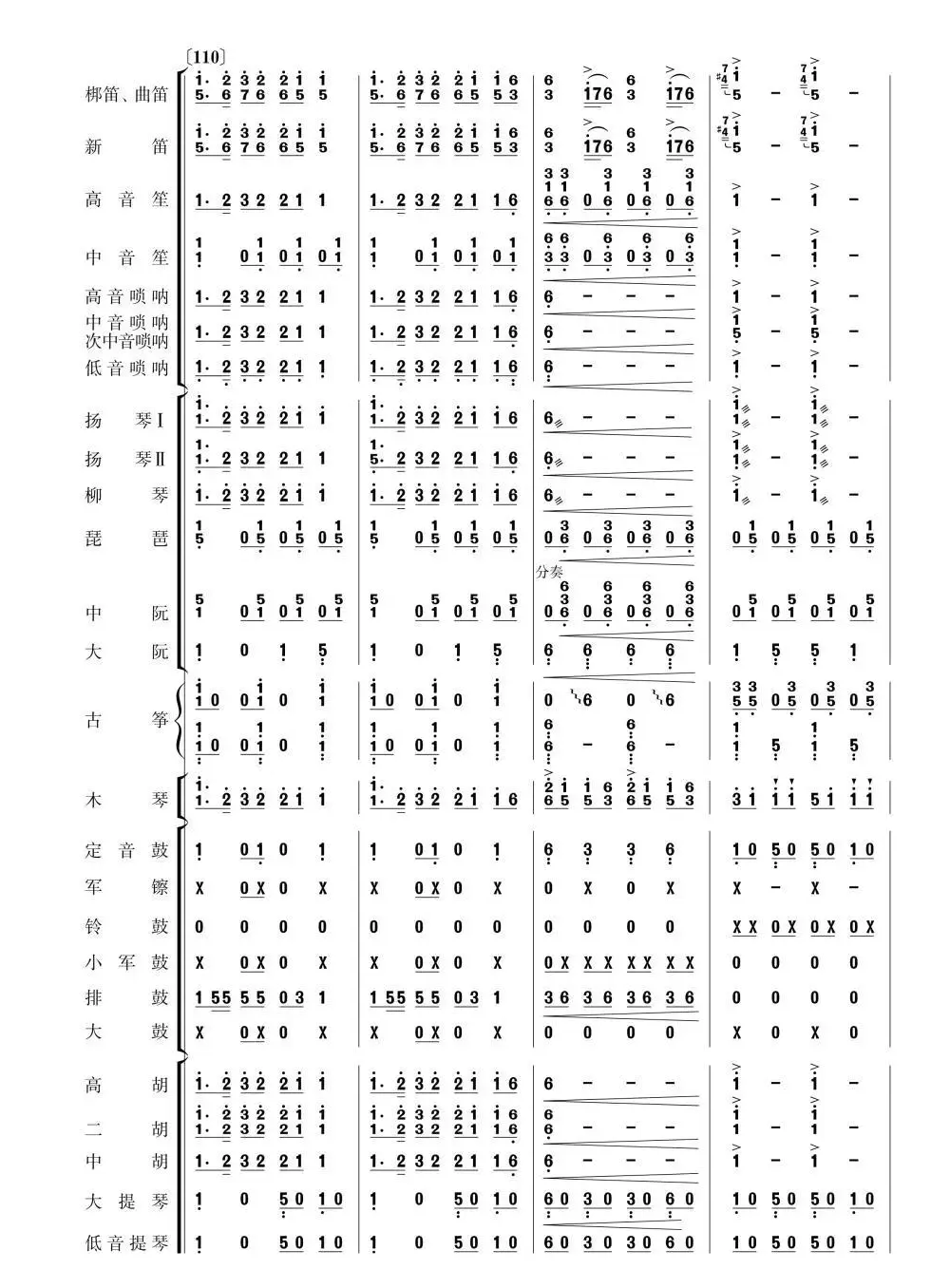 北京喜讯到边寨(民乐简谱总谱)21-30