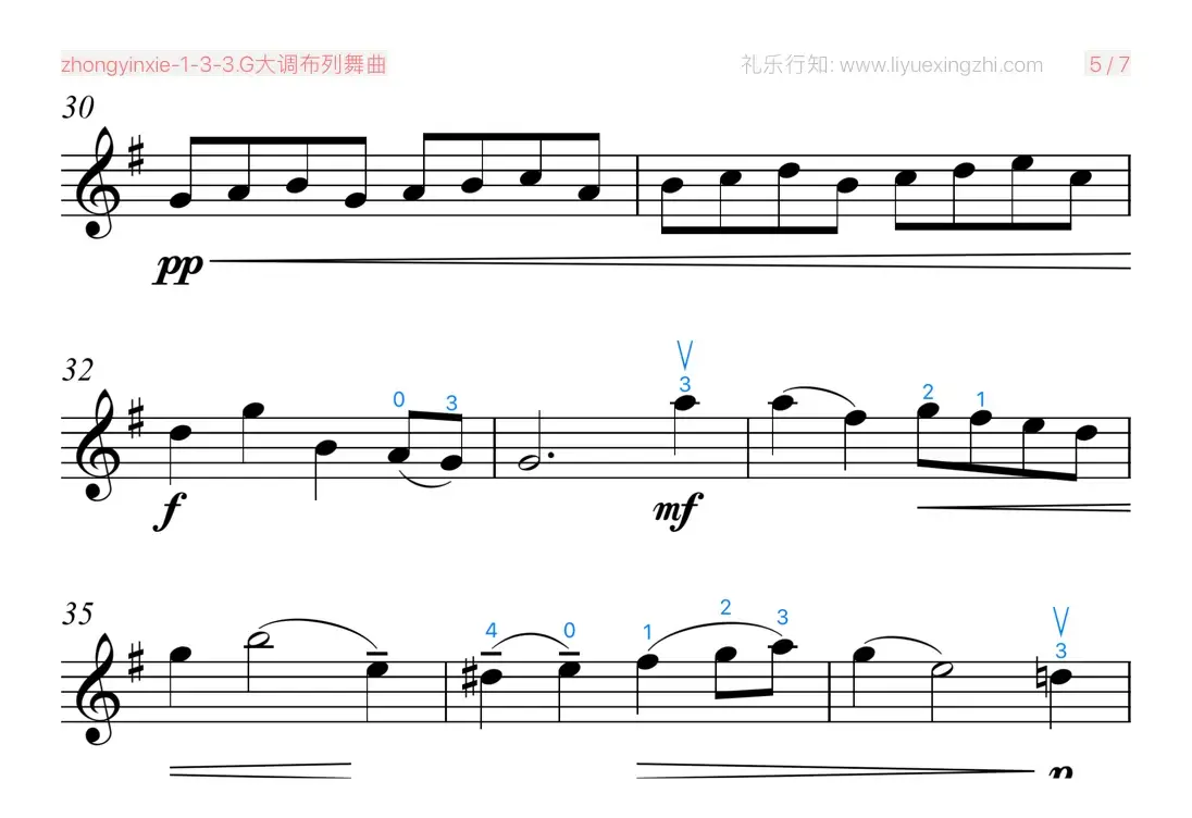 G大调布列舞曲 [大字排版]（小提琴）