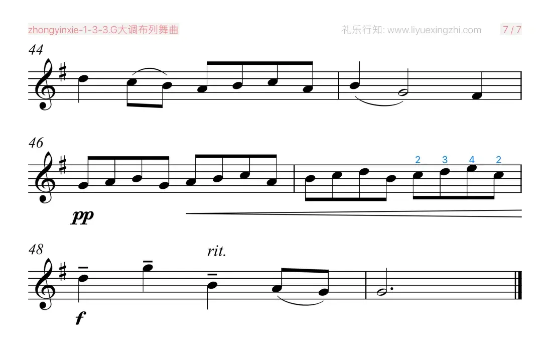 G大调布列舞曲 [大字排版]（小提琴）