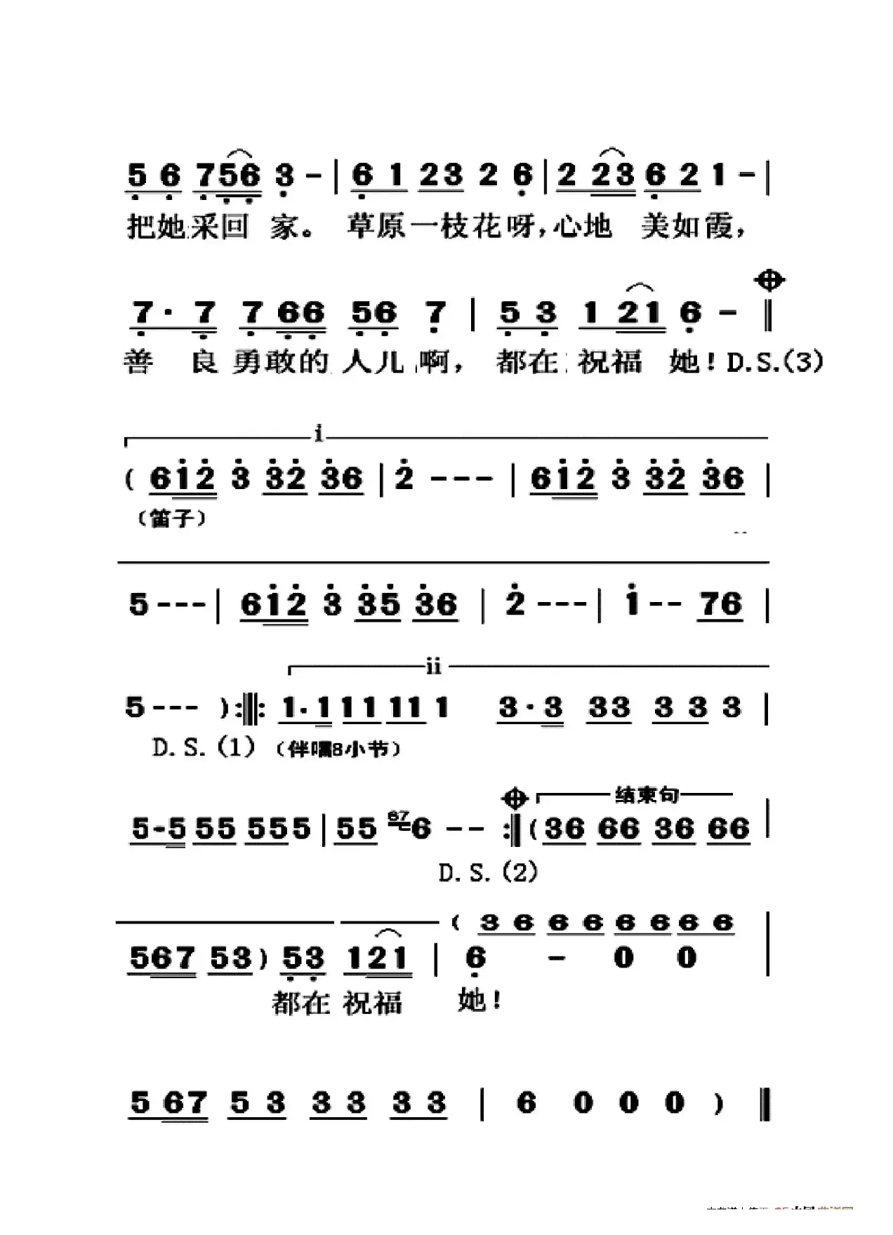 草原一枝花（大字老人适用）