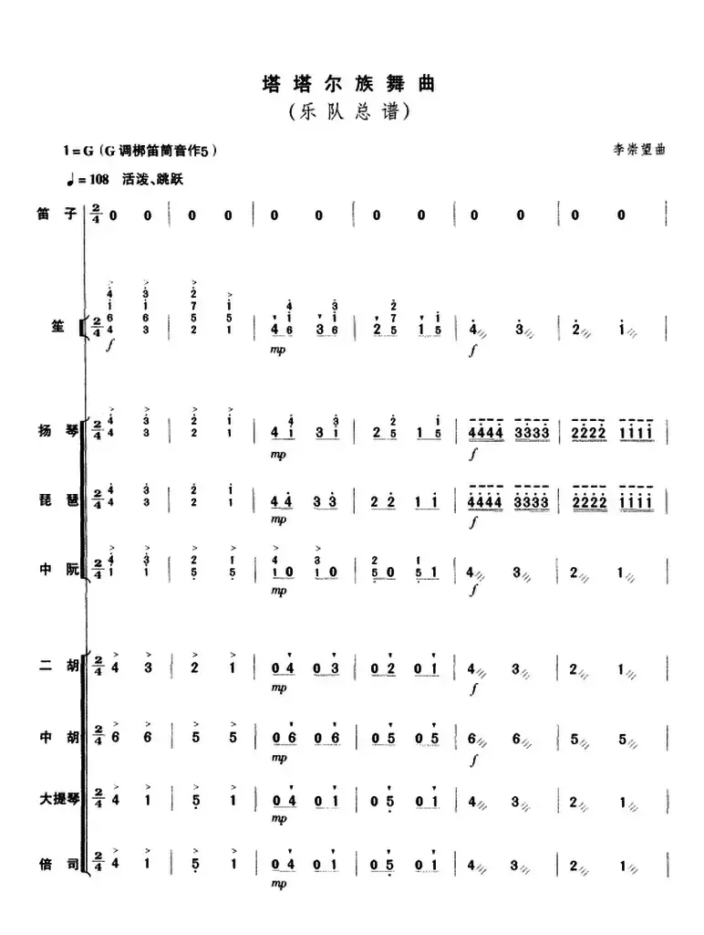 塔塔尔族舞曲（总谱）