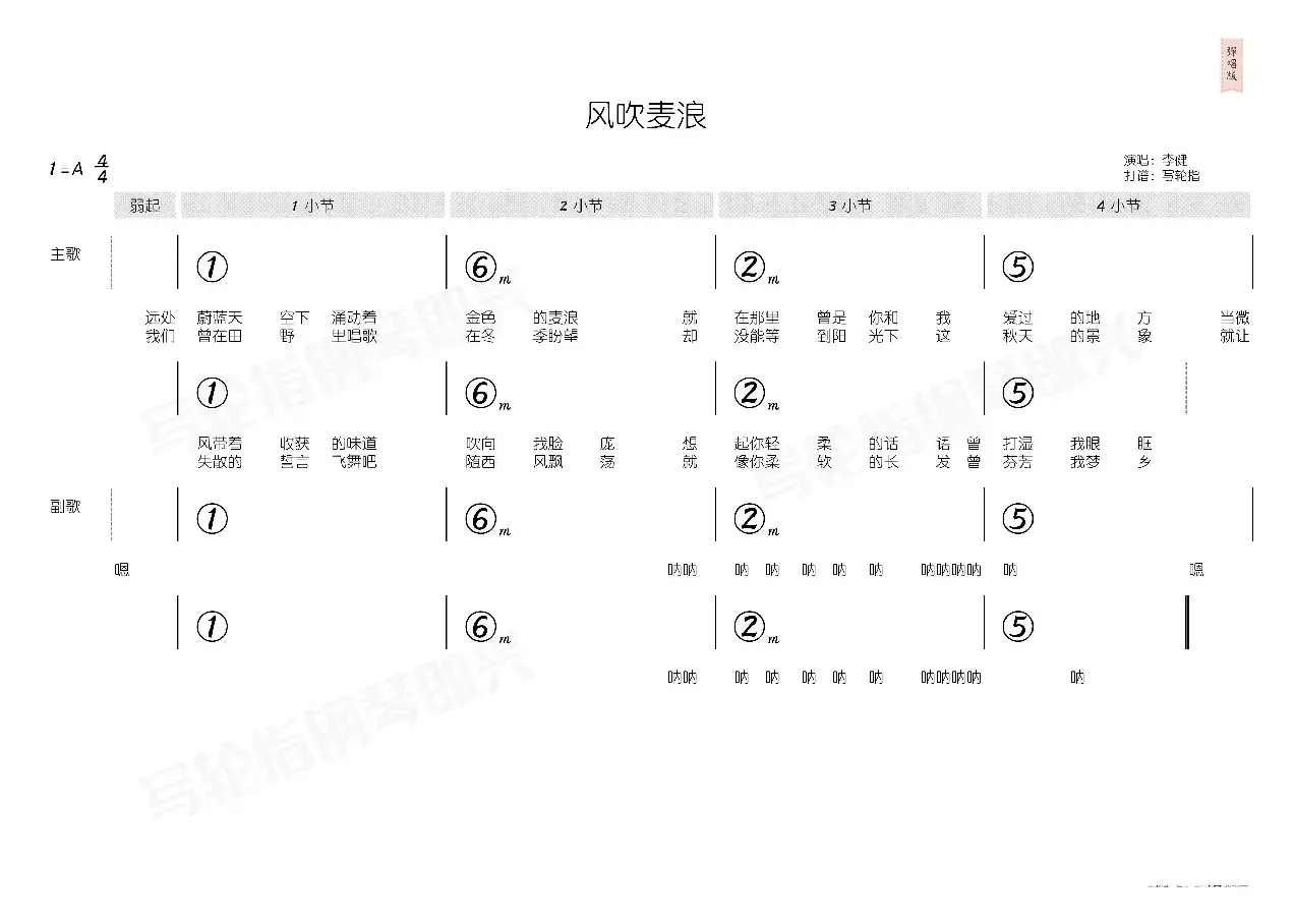 风吹麦浪（简和谱）