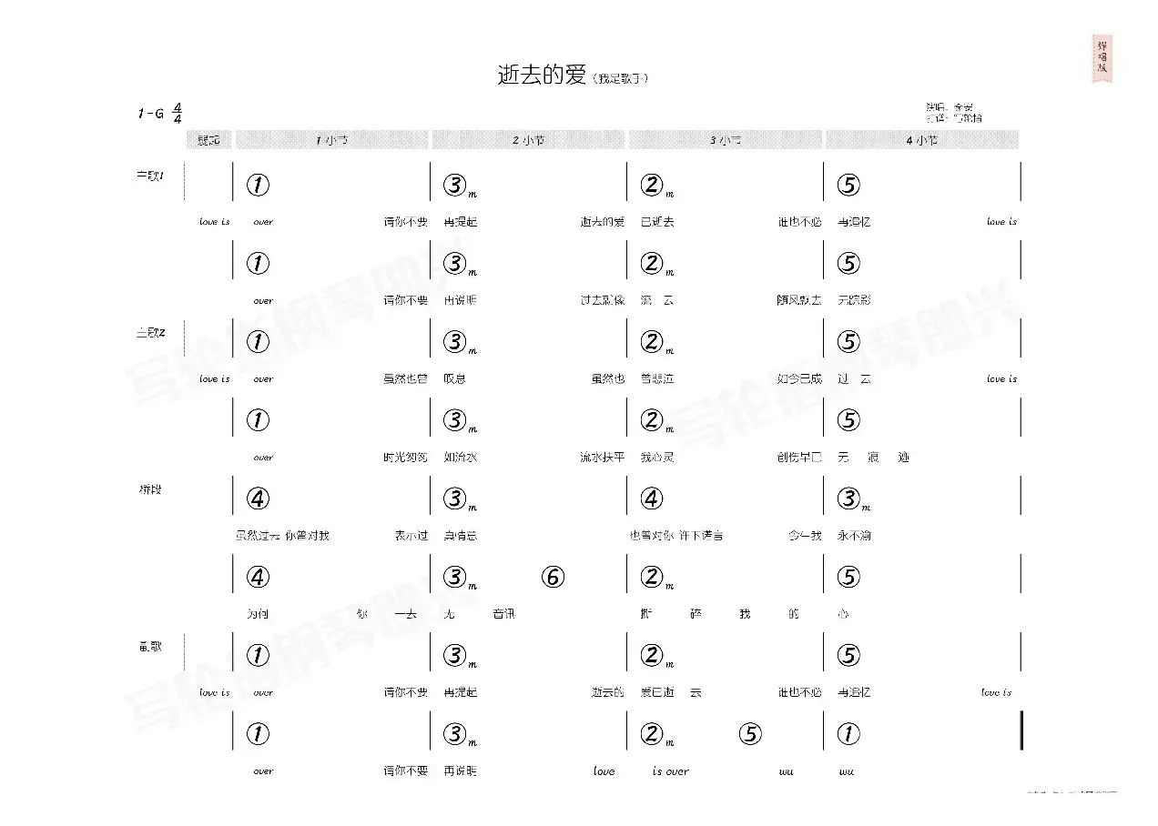 逝去的爱（简和谱）