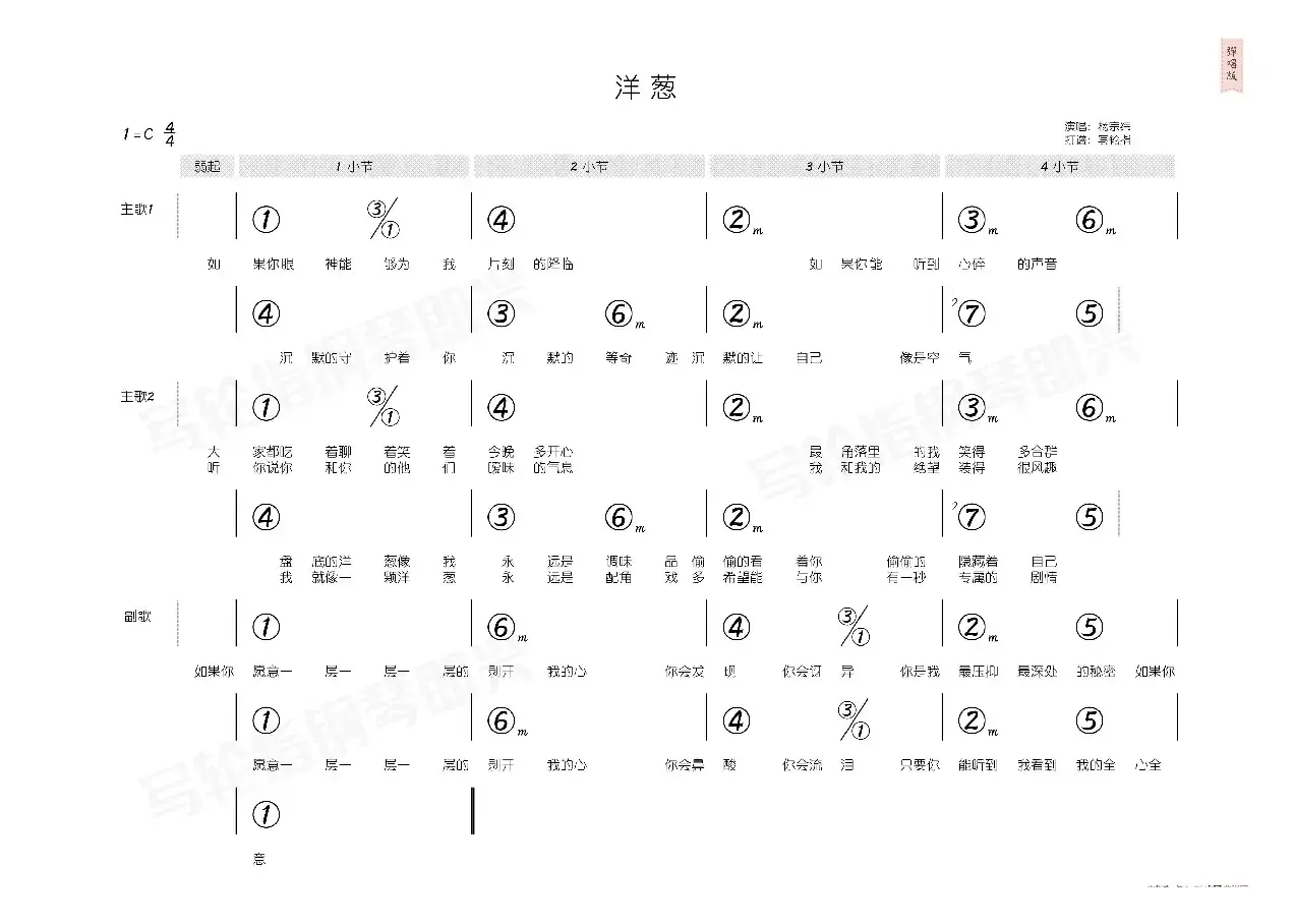 洋葱（简和谱）