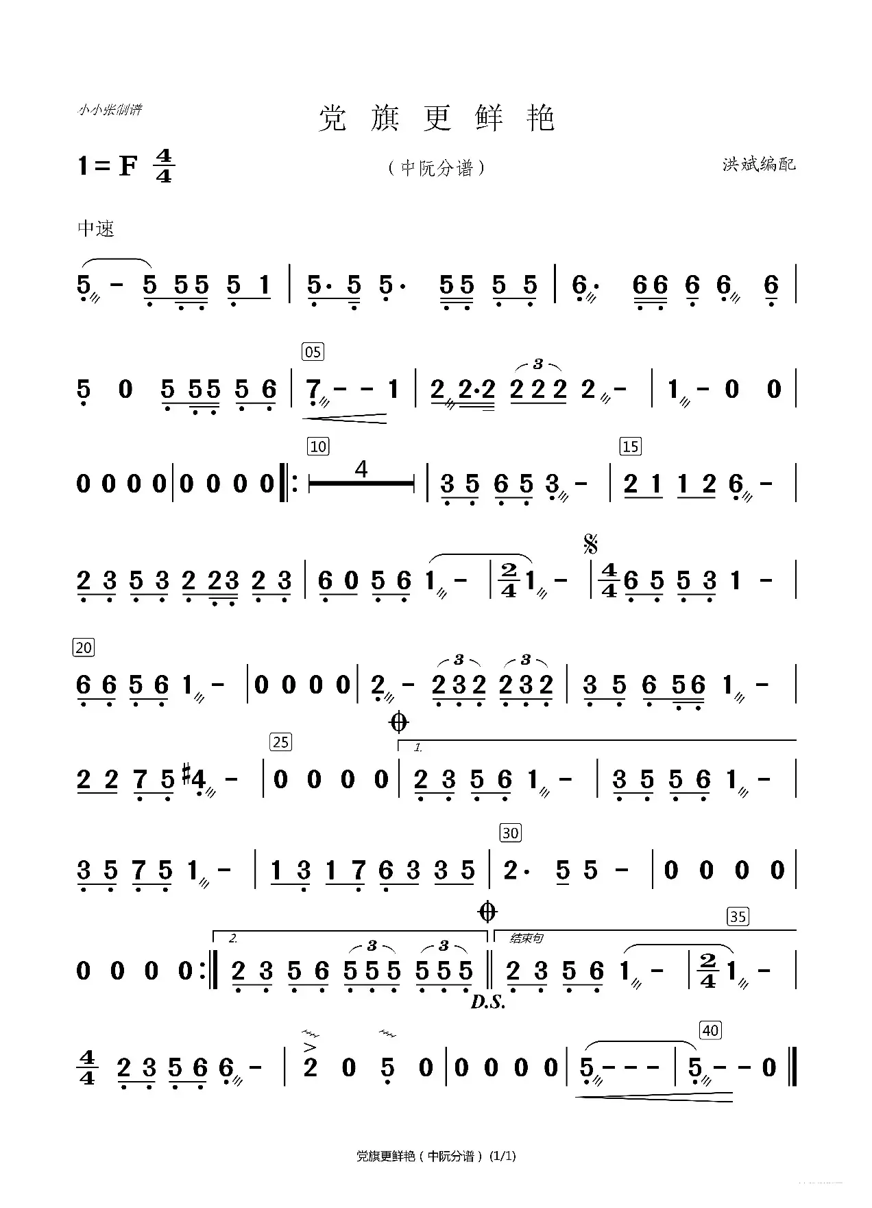 党旗更鲜艳（洪斌配器分谱）（小小张制谱）