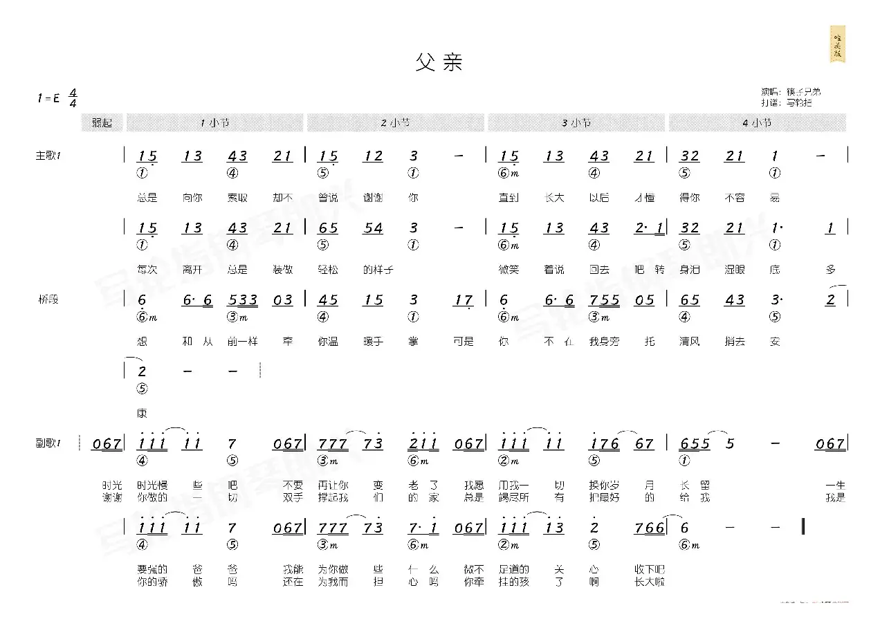 父亲（简和谱）