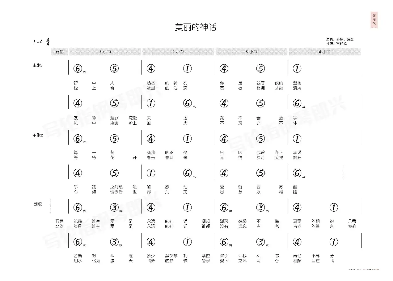 美丽的神话（简和谱）