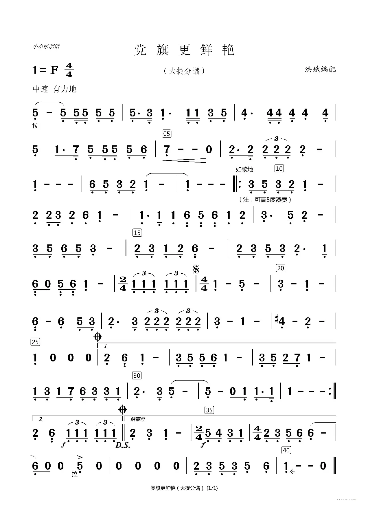 党旗更鲜艳（洪斌配器分谱）（小小张制谱）