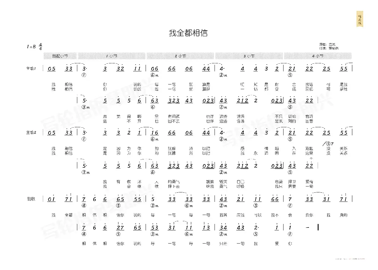 我全都相信（简和谱）