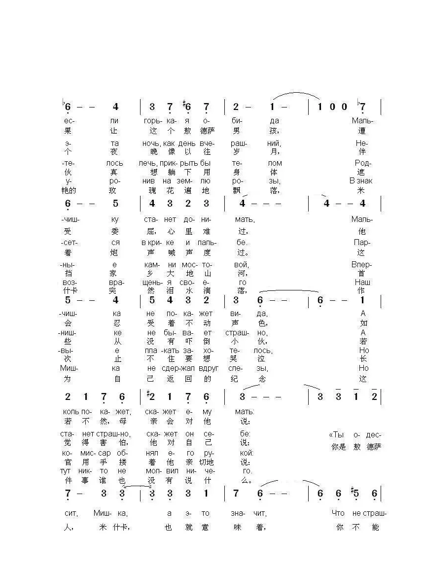 敖德萨小伙--米什卡Мишка-одессит（中俄简谱）